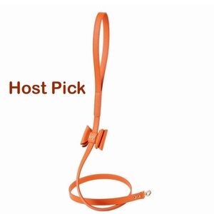 MOSHIQA Orange Leather Dog Leash Lead Bow Pet Cat Celebrity Designer Sustainable